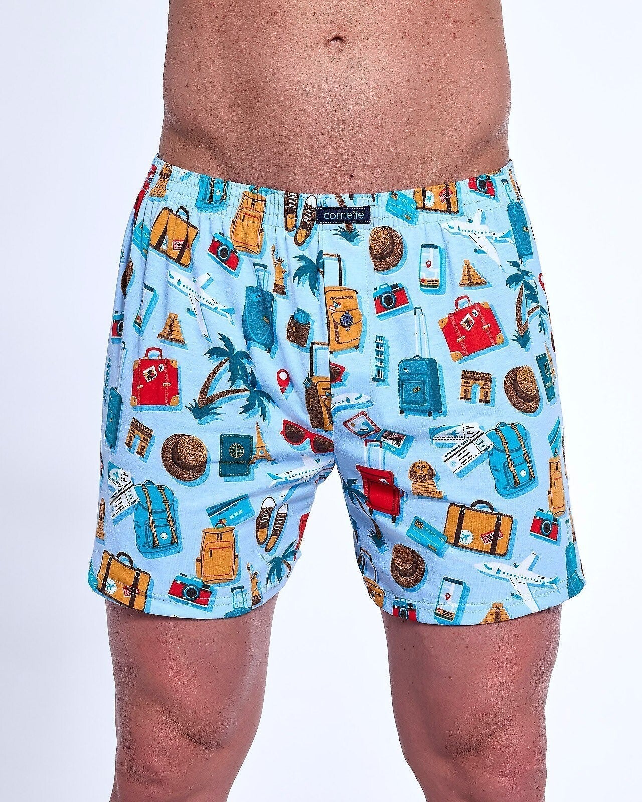 Boxer uomo ampio con bottoni in cotone elasticizzato