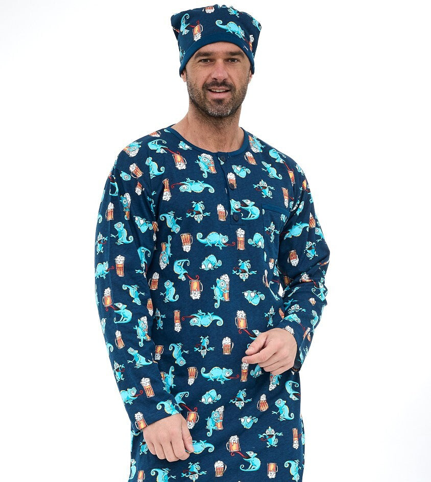 Camicia da notte uomo in puro cotone di alta qualità gechi