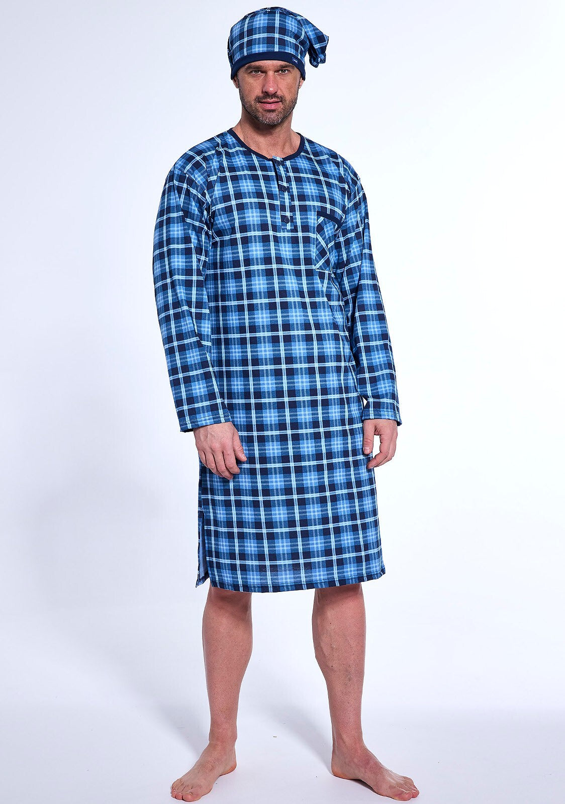 Camicia da notte da uomo in puro cotone - quadri - 110/31