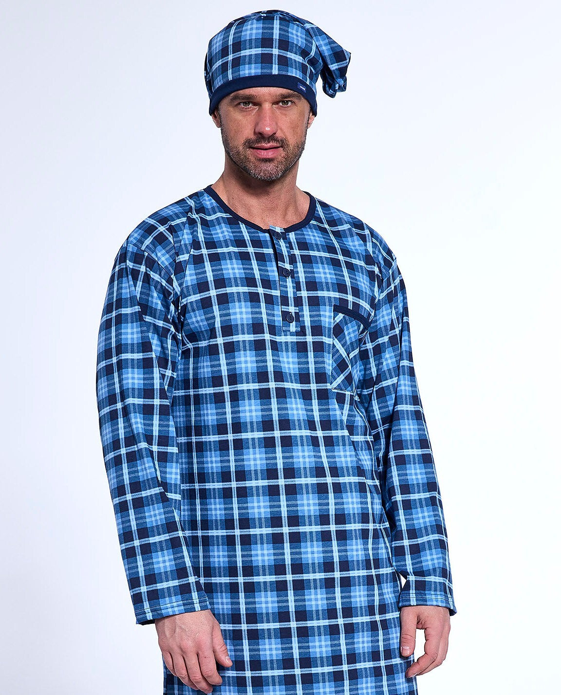 Camicia da notte da uomo in puro cotone - quadri - 110/31