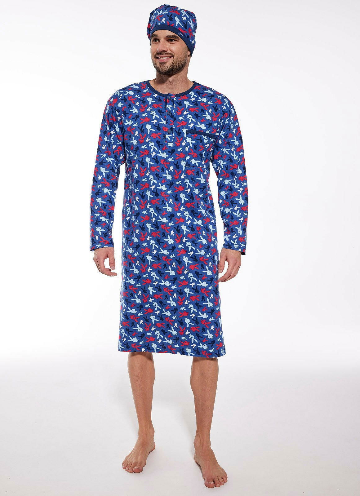 Camicia da notte da uomo manica lunga in 100% cotone 110/24
