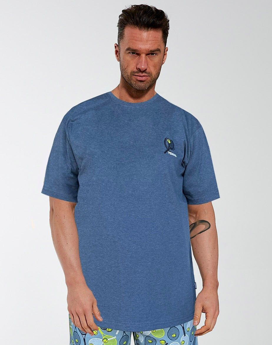 Pigiama corto da uomo in cotone elasticizzato tennis