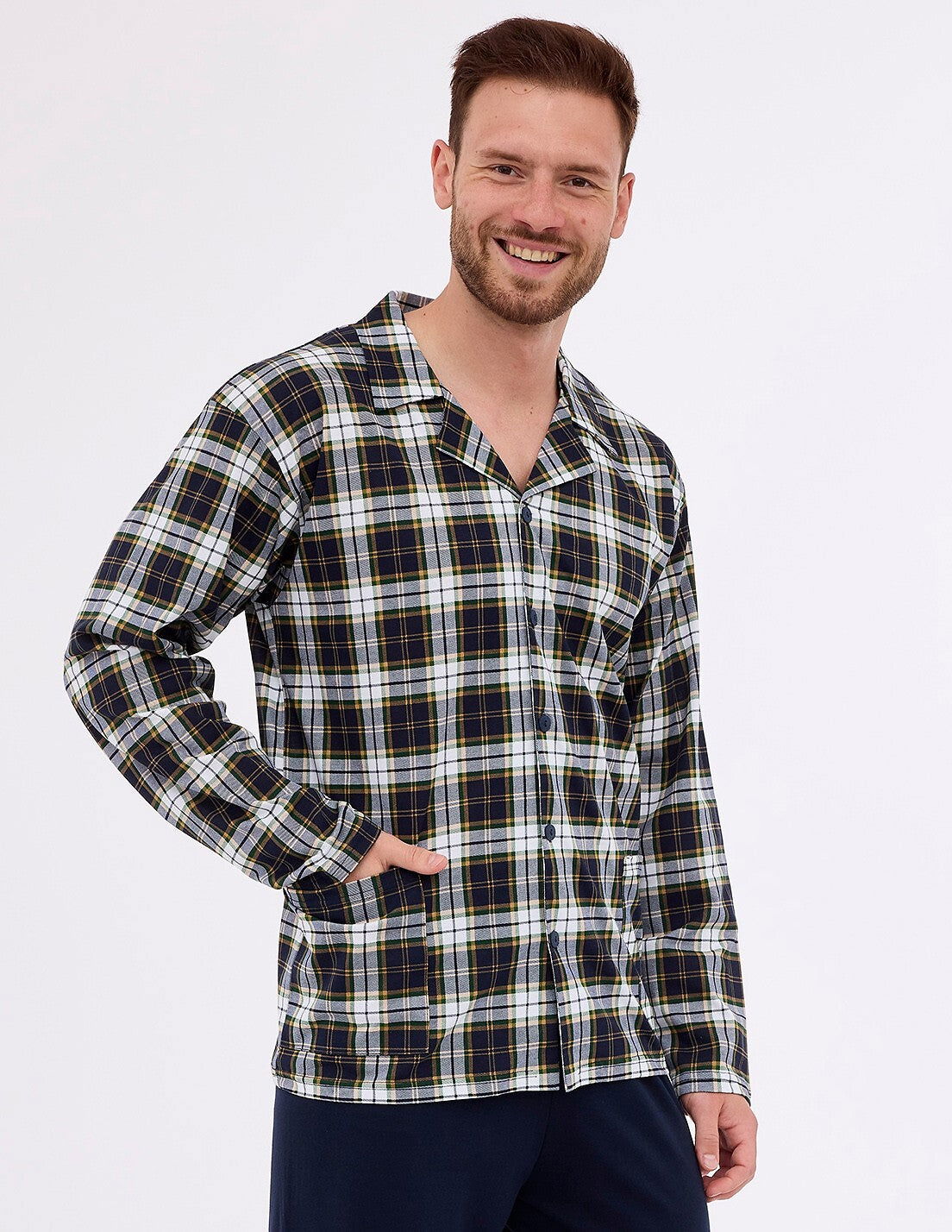 Pigiama da uomo aperto con bottoni 100% cotone 114/73