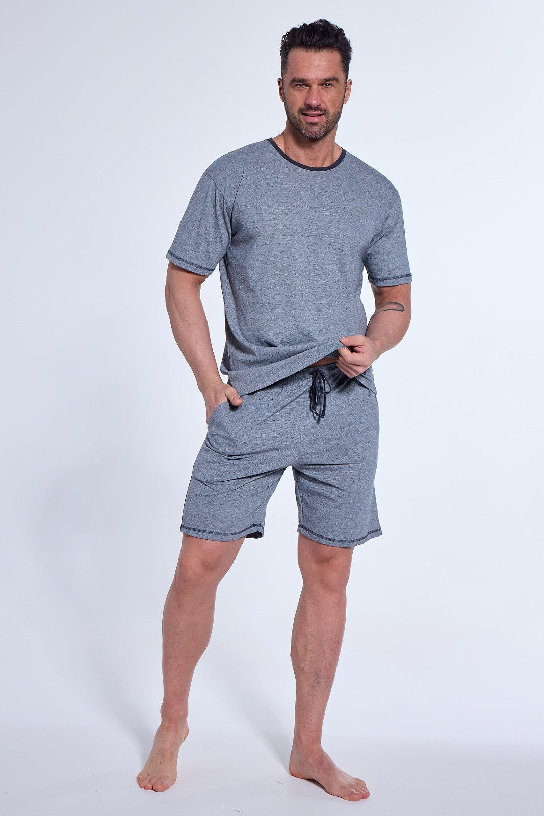 Pigiama da uomo corto in cotone elasticizzato - tom