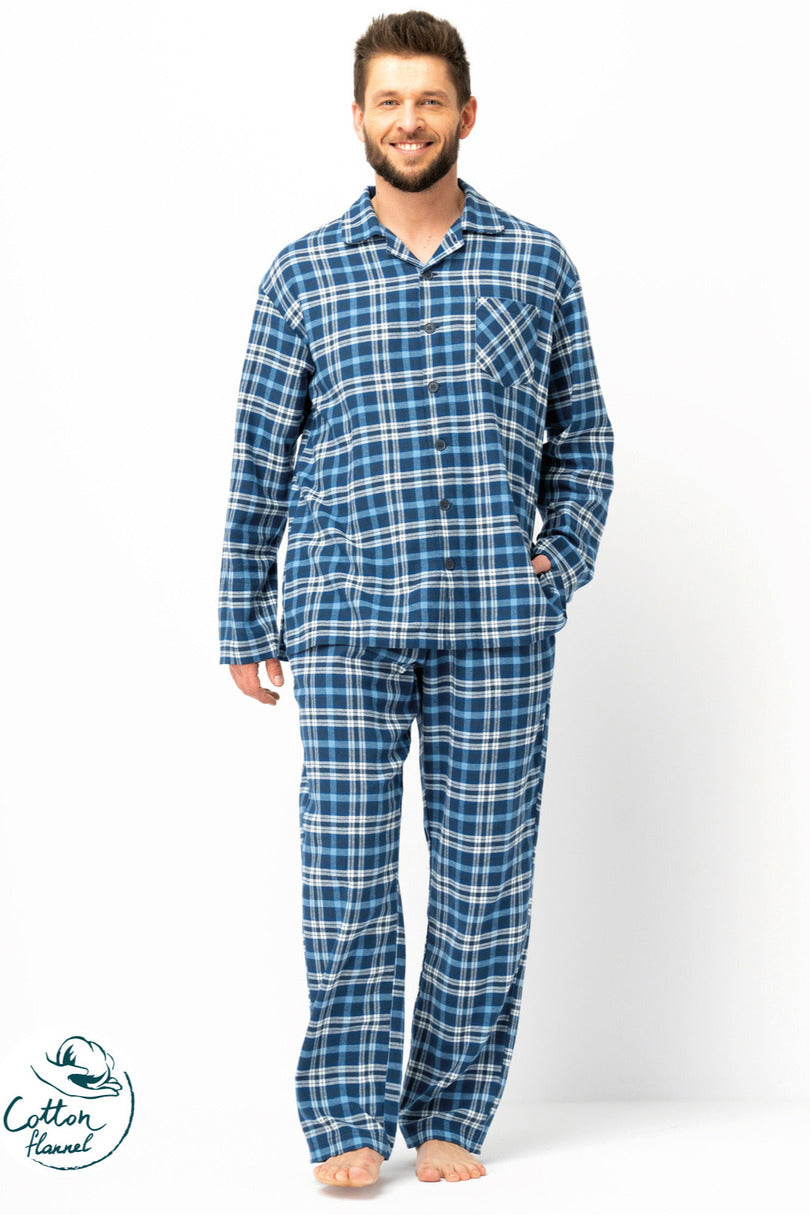 Pigiama uomo classico in flanella di cotone mns 492