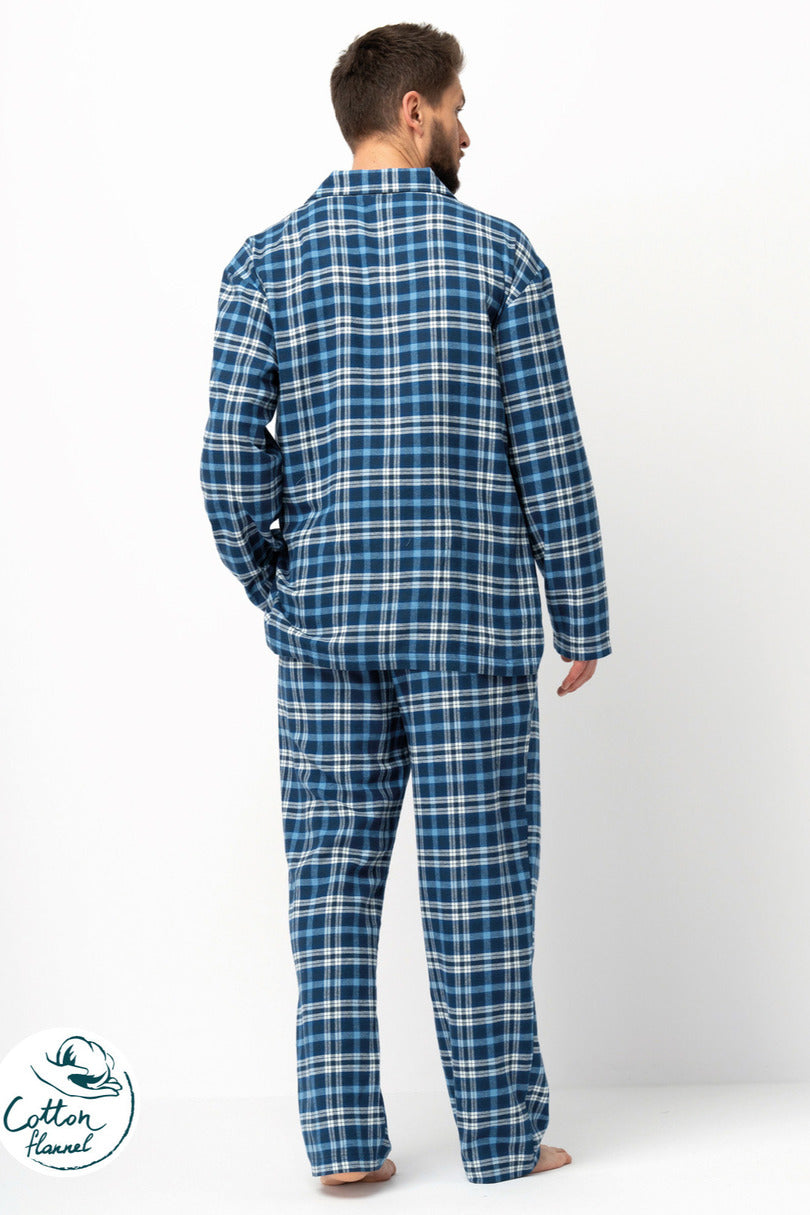 Pigiama uomo classico in flanella di cotone mns 492