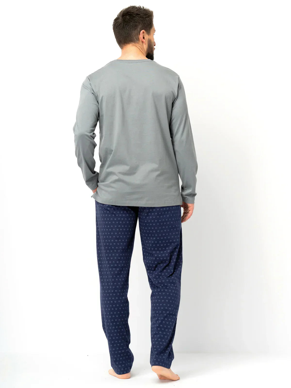 Pigiama uomo in cotone con stampa e pantaloni a fantasia