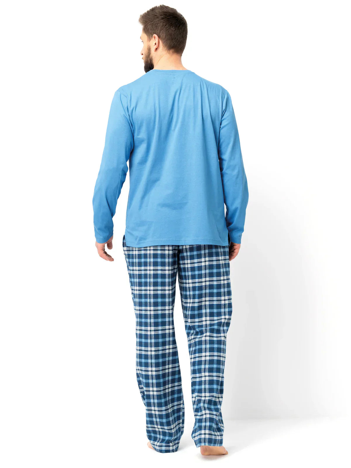 Pigiama uomo in cotone con pantaloni in flanella a quadri