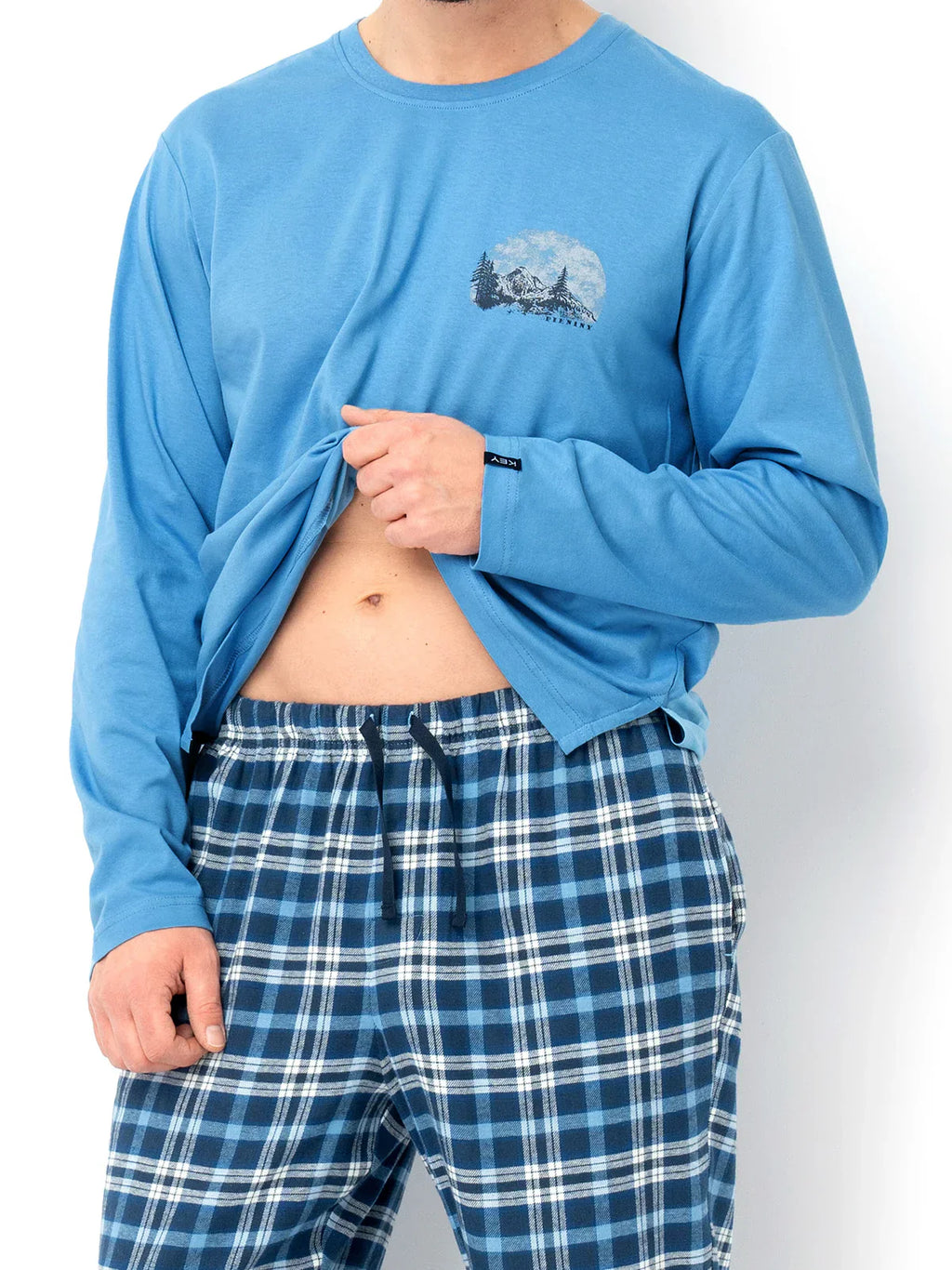 Pigiama uomo in cotone con pantaloni in flanella a quadri