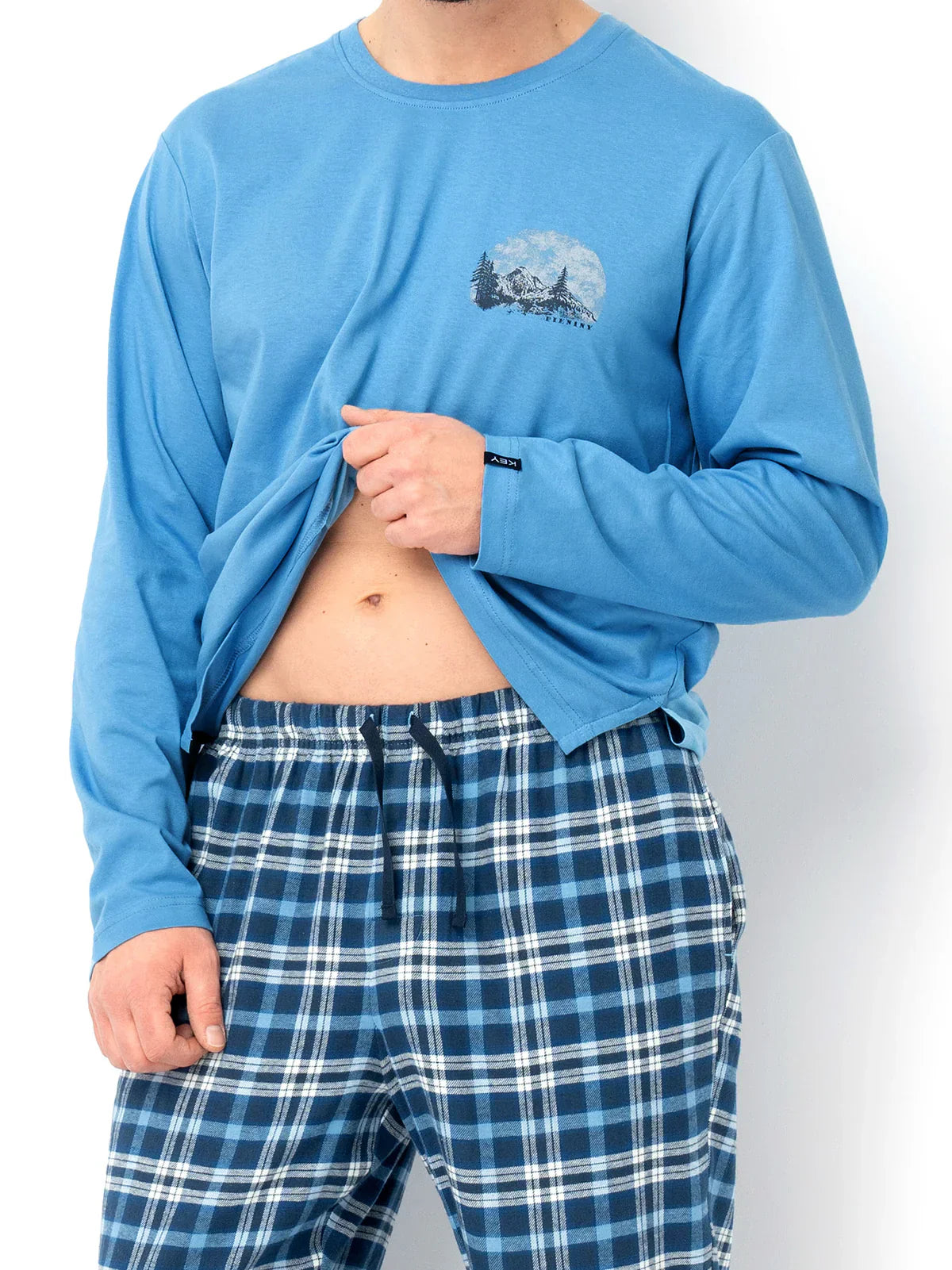Pigiama uomo in cotone con pantaloni in flanella a quadri