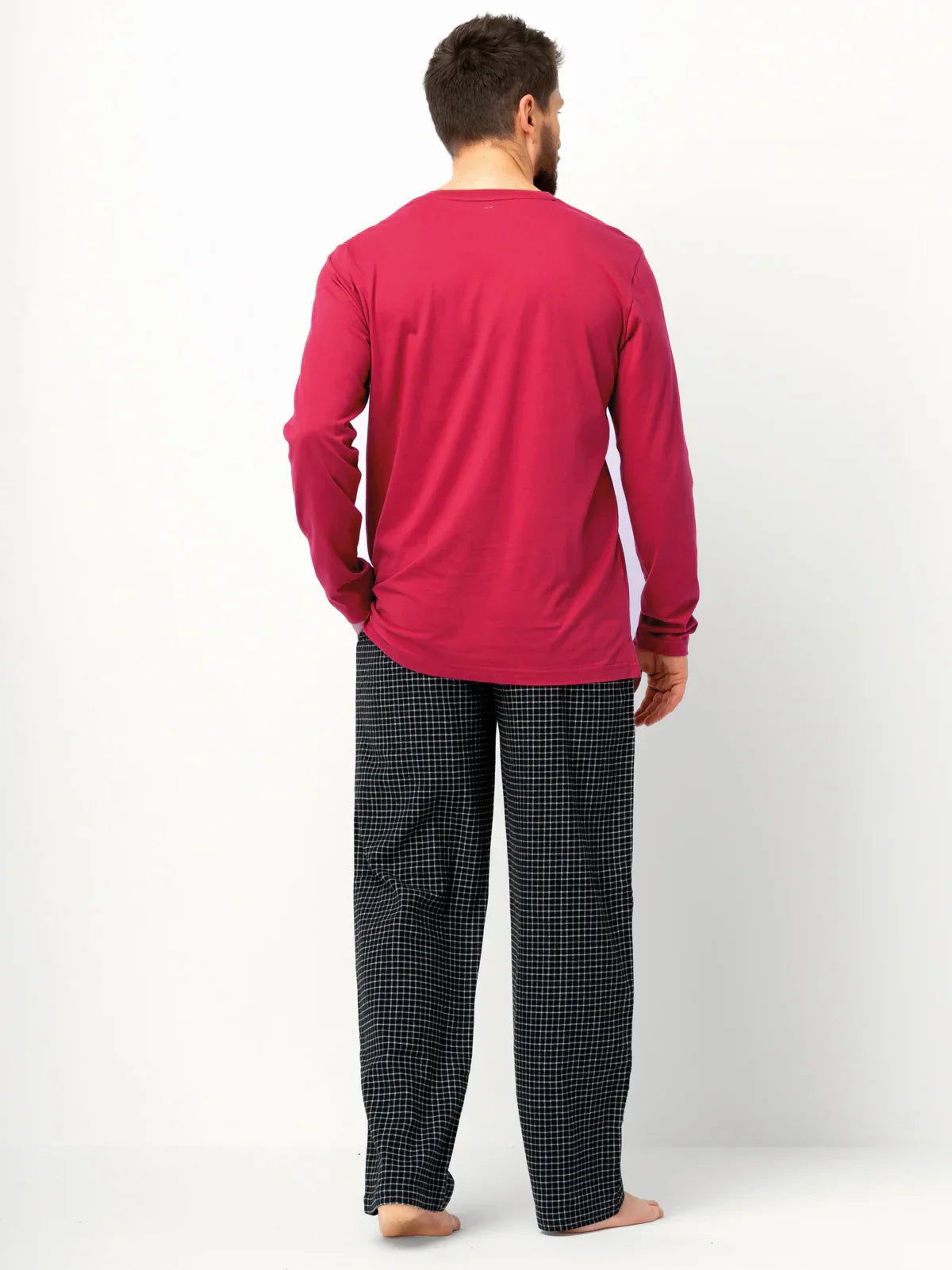 Pigiama uomo in cotone con stampa gufo e pantaloni