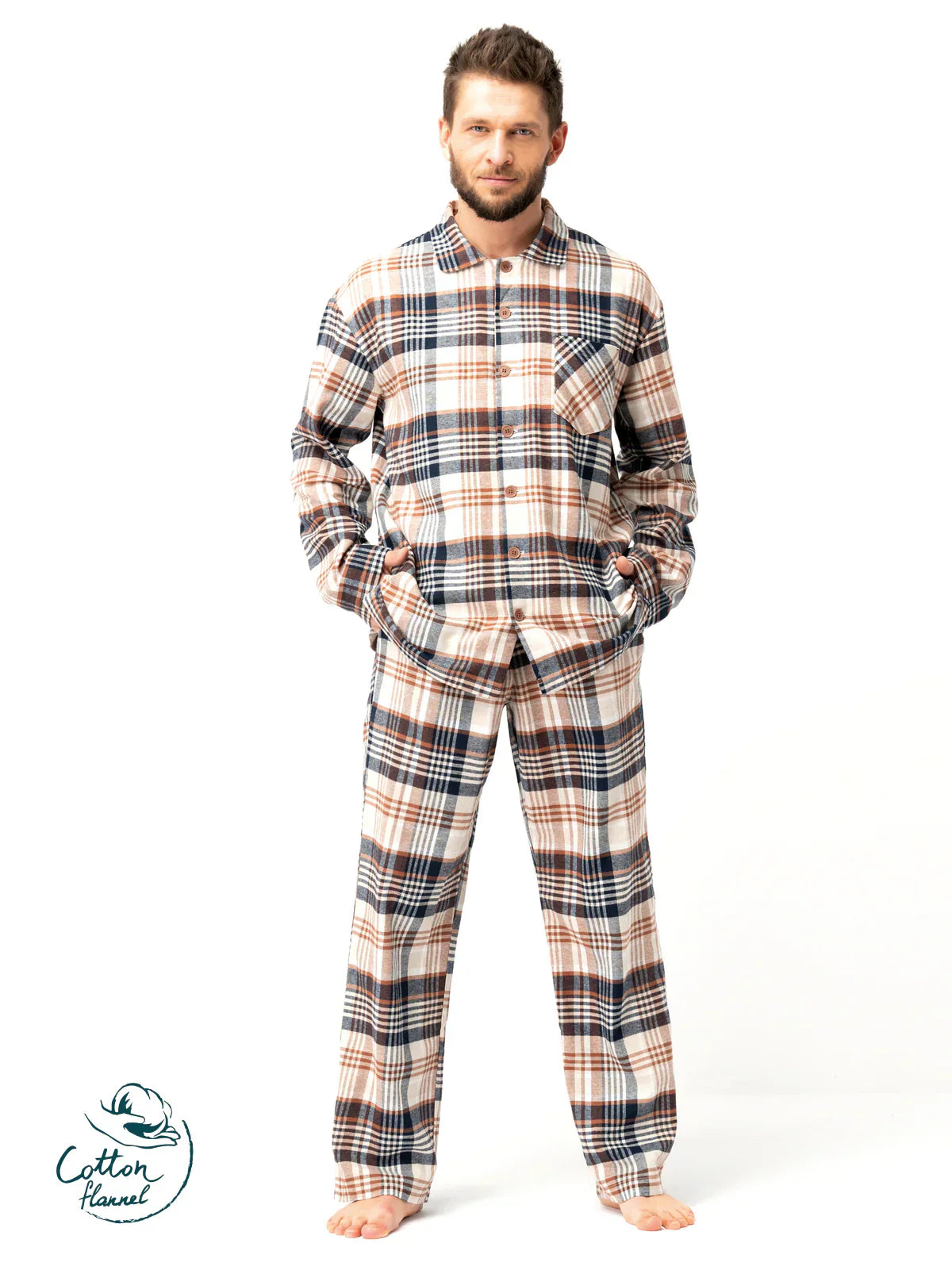 Pigiama uomo in flanella di cotone | mns 443